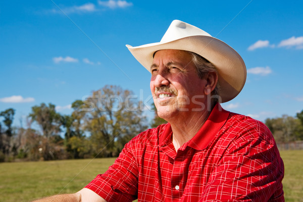 Cowboy külső jövő portré érett ranch Stock fotó © lisafx