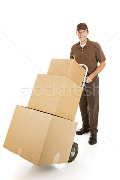 Mozog férfi dobozok jóképű futár boglya Stock fotó © lisafx