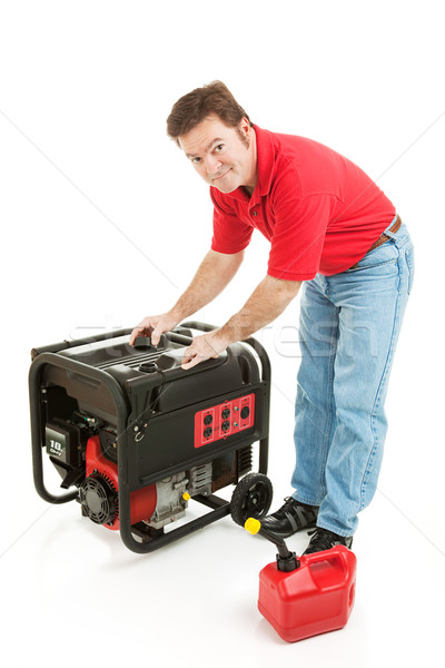 Generator Mann Gas portable Notfall isoliert Stock foto © lisafx