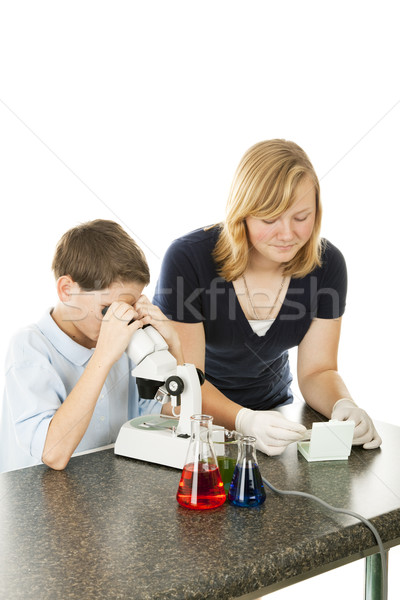 Kids Using Microscope Stock photo © lisafx
