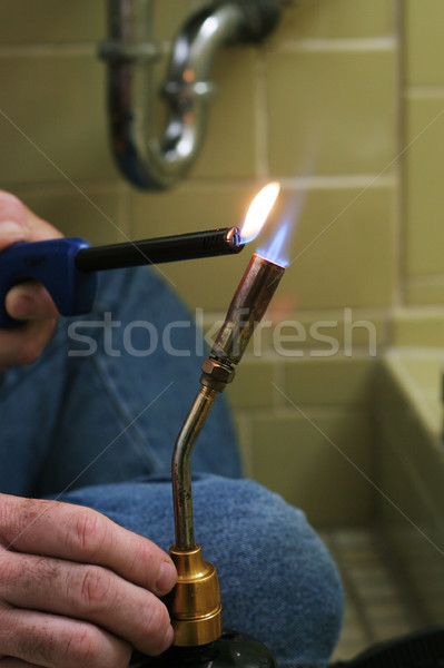 [[stock_photo]]: éclairage · soudage · lampe · de · poche · construction · travailleur