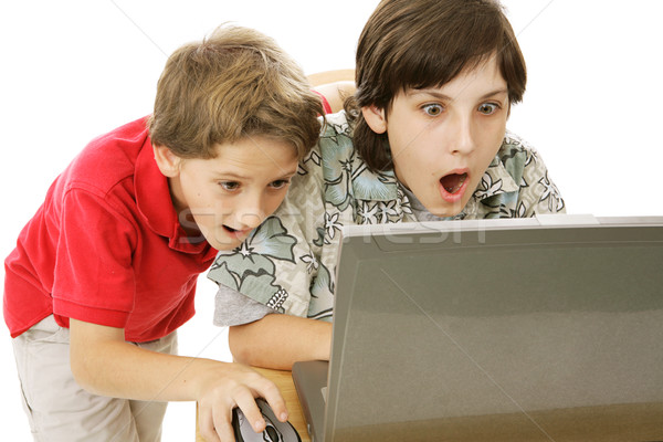 Internet contenido dos hermanos conmocionado qué Foto stock © lisafx