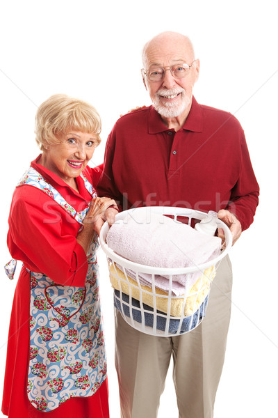 çamaşırhane birlikte kıdemli adam eş Stok fotoğraf © lisafx