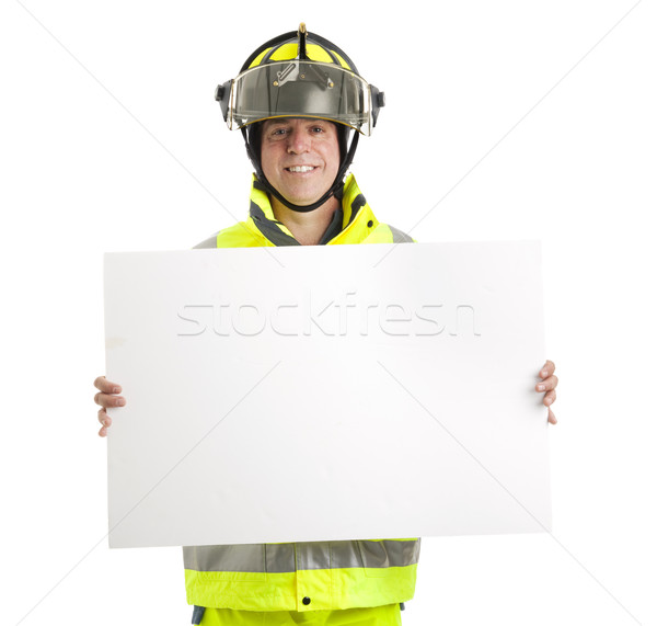 Fireman with Blank Sign Stock photo © lisafx