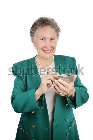 Idős nő pda csinos üzletasszony izolált Stock fotó © lisafx