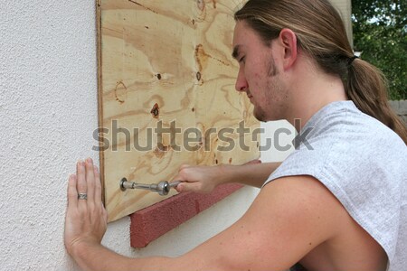 Carrelage travailleur nouvellement carrelage cuisine mur [[stock_photo]] © lisafx