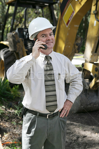 Stock fotó: Mérnök · büszkeség · büszke · építkezés · beszél · telefon