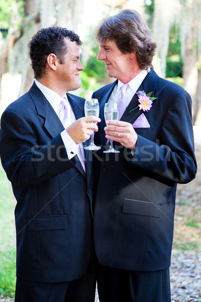 Stockfoto: Homo · bruiloft · paar · champagne · toast