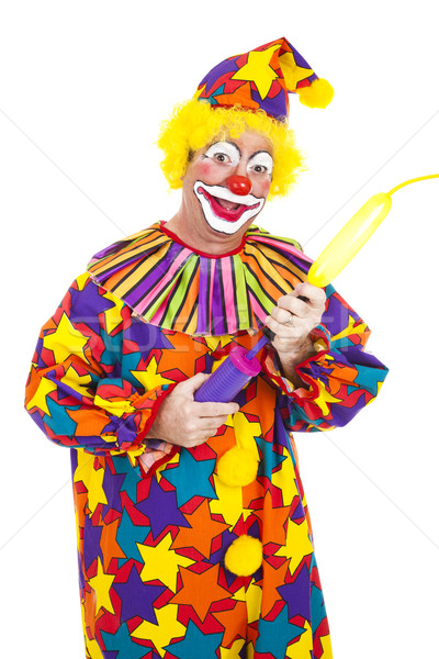 Clown Blows Up Balloon Stock photo © lisafx