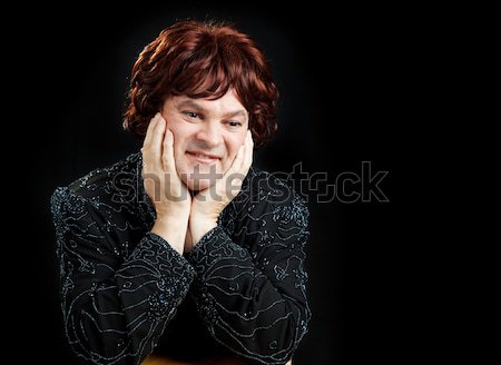Celebrity femminile uomo nero divertente abito persona Foto d'archivio © lisafx