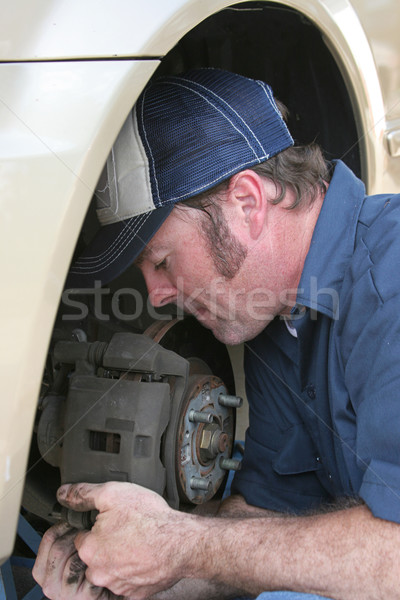 Experto mecánico de automóviles primer plano hombres azul trabajador Foto stock © lisafx