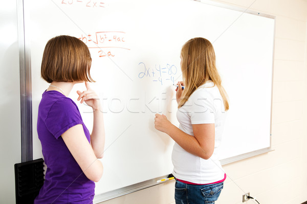 Deux filles algèbre classe lycée travail Photo stock © lisafx