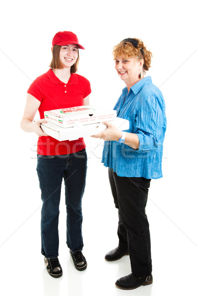 Pizza házhozszállítás egészalakos tini lány vásárló Stock fotó © lisafx