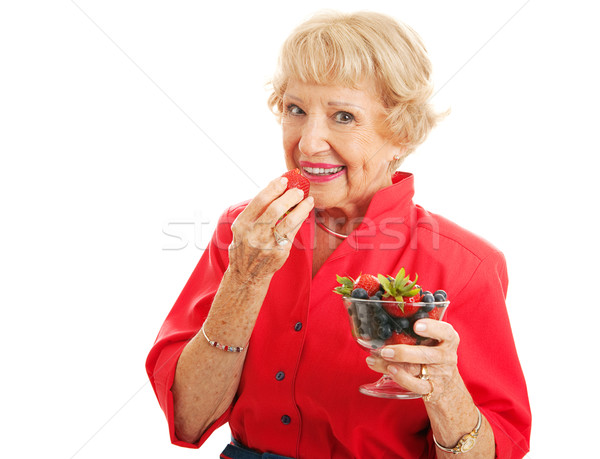 Stock photo: Fit Healthy Senior Lady Eating Berries