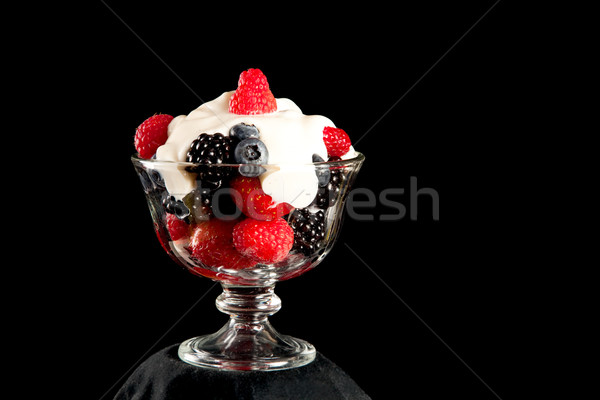 Stockfoto: Gemengd · bessen · Grieks · yoghurt · gezonde · dessert