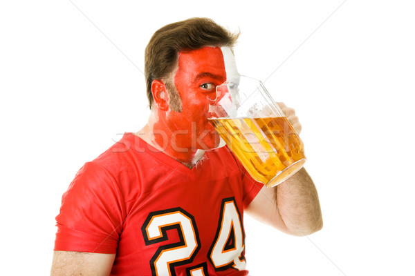 Stock photo: Beer Guzzling Sports Fan