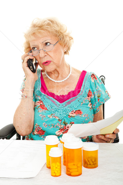 Fragen medizinischen Versicherung Senior Frau Telefon Stock foto © lisafx