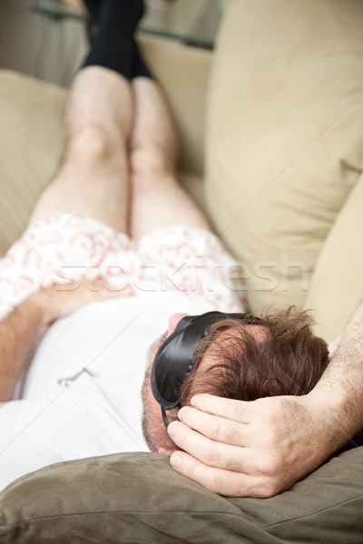 Alszik kanapé férfi otthon alsónemű kanapé Stock fotó © lisafx