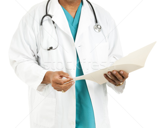 Kisebbségi férfi orvos akta barna tart orvosi Stock fotó © lisafx