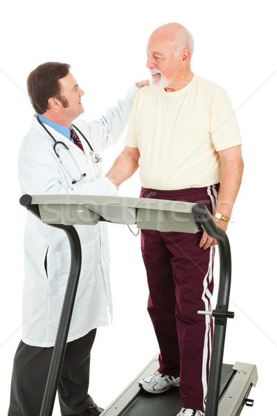 Senior om fitness test medic strangere de mana Imagine de stoc © lisafx