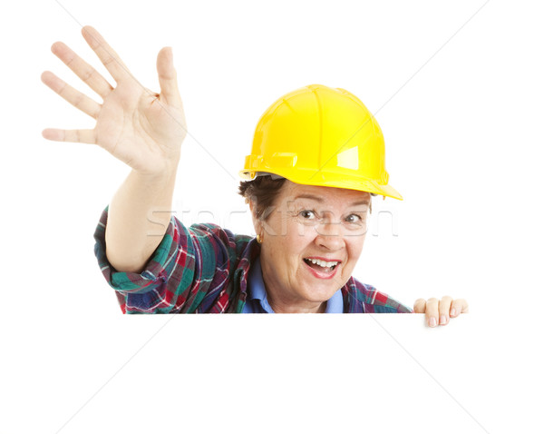 Weiblichen Arbeitnehmer Bauarbeiter weiß Stock foto © lisafx