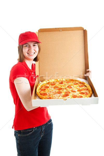 Tini állások pizza házhozszállítás tinilány friss Stock fotó © lisafx