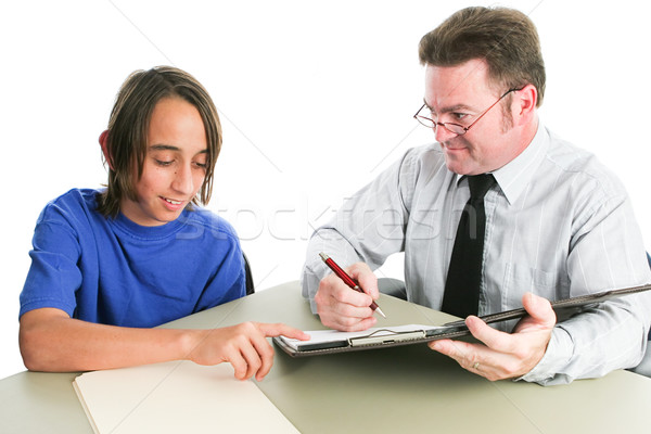 Diák tanár tanácsadó fiatal spanyol fiú Stock fotó © lisafx
