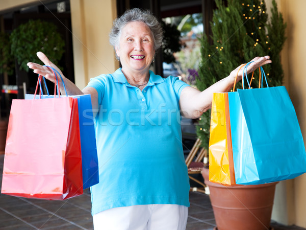 Senior koopje klant gelukkig vrouw omhoog Stockfoto © lisafx