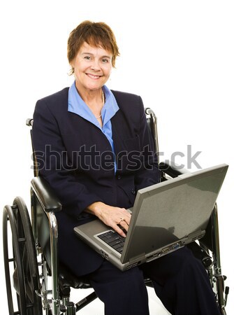 Przyjazny niepełnosprawnych kobieta interesu dość uśmiechnięty wózek Zdjęcia stock © lisafx