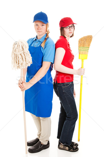 Pierwszy oferty pracy złe postawa dwa nastolatki Zdjęcia stock © lisafx