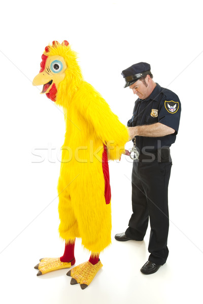 Stock foto: Polizist · Mann · Huhn · Anzug · Handschellen · Polizist