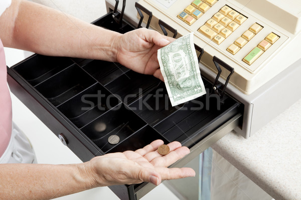 Foto stock: Menor · recesión · cajero · vacío · caja · registradora · metáfora