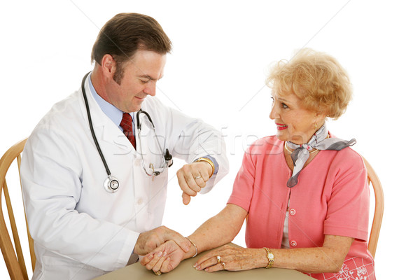 Imagine de stoc: Senior · medical · puls · verifica · medic