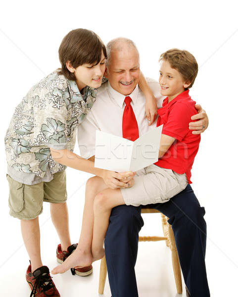 Reading Greeting Card to Dad Stock photo © lisafx