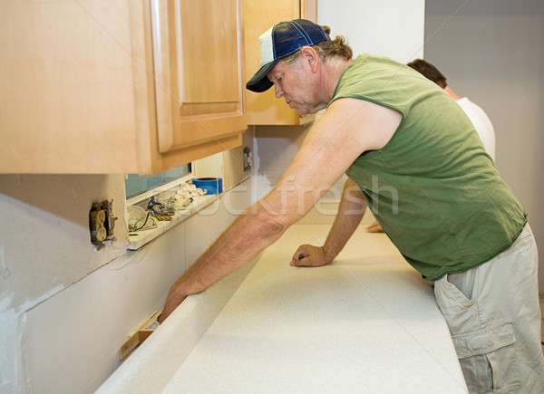 Beszállító pult installál felső konyha építkezés Stock fotó © lisafx