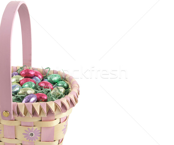 Pâques panier frontière chocolat oeufs isolé [[stock_photo]] © lisafx