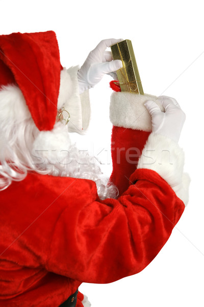 Almacenamiento papá noel relleno regalo Navidad enfoque Foto stock © lisafx