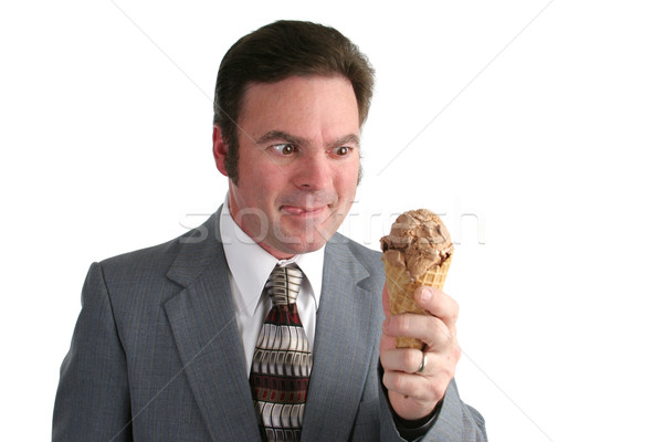 Geschäftsmann Eis schauen Schokolade Eistüte Büro Stock foto © lisafx