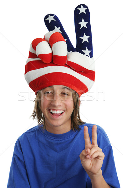 Patriotic Boy - Peace Sign Stock photo © lisafx