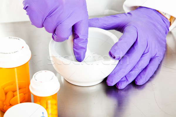 Gyógyszertár közelkép kilátás kezek orvos egészség Stock fotó © lisafx