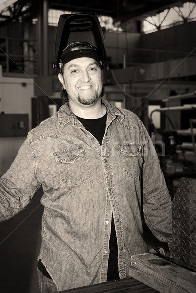 Stock photo: Metalworker In Factory Sepia