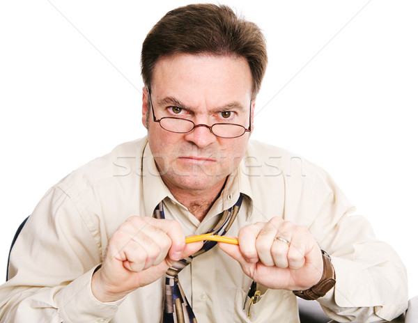 Frustrado contador empresário zangado lápis metade Foto stock © lisafx