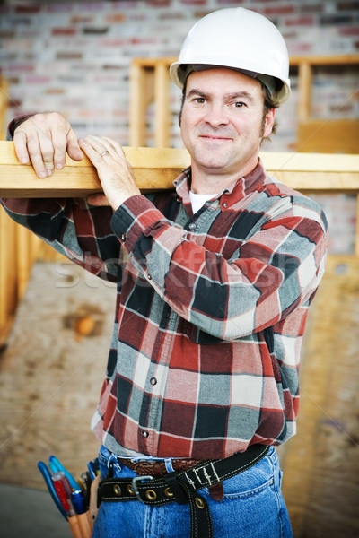 Knap werknemer timmerhout bouwvakker schouder Stockfoto © lisafx