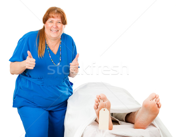 Ander een stof humoristisch foto verpleegkundige Stockfoto © lisafx