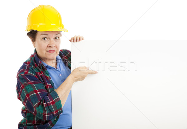 Stock photo: Construction Worker with Message