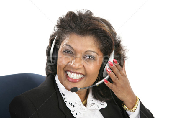 Indian femeie prietenos serviciu serviciu clienti agent Imagine de stoc © lisafx