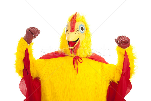 [[stock_photo]]: Super · poulet · montrent · homme · costume