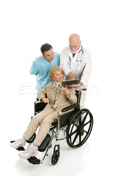 Inválido senior docs mulher cadeira de rodas discutir Foto stock © lisafx