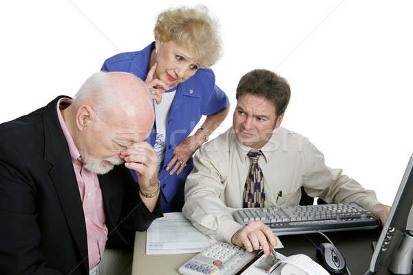 Contabilidade financeiro casal de idosos contador preocupado Foto stock © lisafx