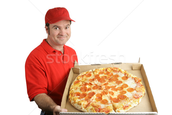 Pepperoni pizza mensajero caliente frescos Foto stock © lisafx